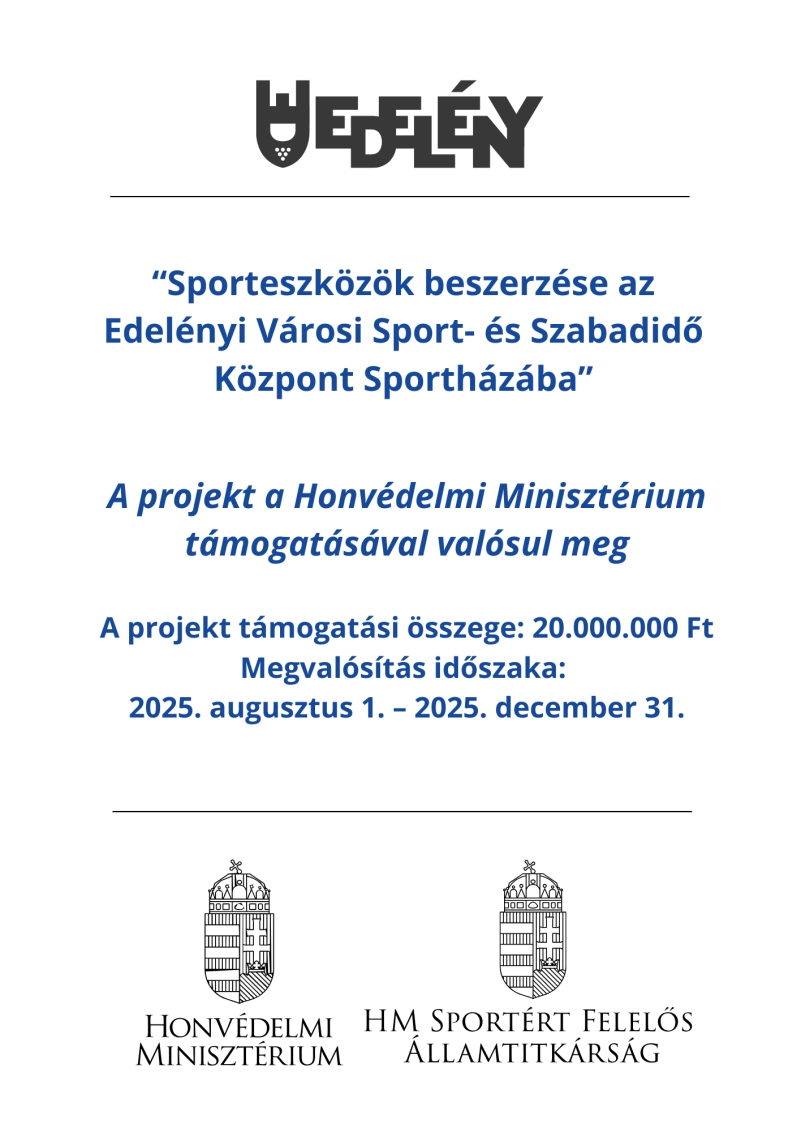 Közlemény a Sportház sporteszköz-beszerzési projektjéről. A kép teljes szövege az alatta található lenyíló átiratban olvasható.